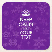 パーソナライズされた保CALMとYour Text for Snow スクエアペーパーコースター (正面)