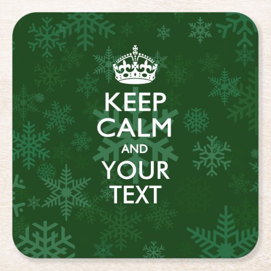 パーソナライズされた保CALMとYour Text for Snow スクエアペーパーコースター (正面)