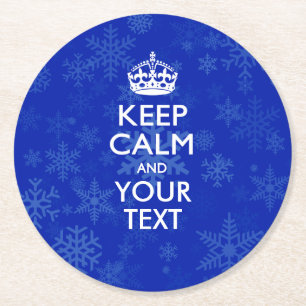 パーソナライズされた保CALMとYour Text for Snow ラウンドペーパーコースター