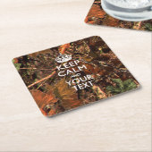 パーソナライズされた保CALMとYour Text Hunter迷彩柄 スクエアペーパーコースター (アングル)