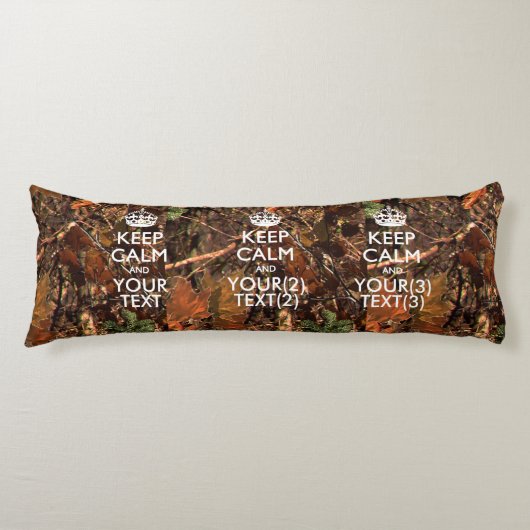 パーソナライズされた保CALMとYour Text Hunter迷彩柄 ボディピロー (正面)