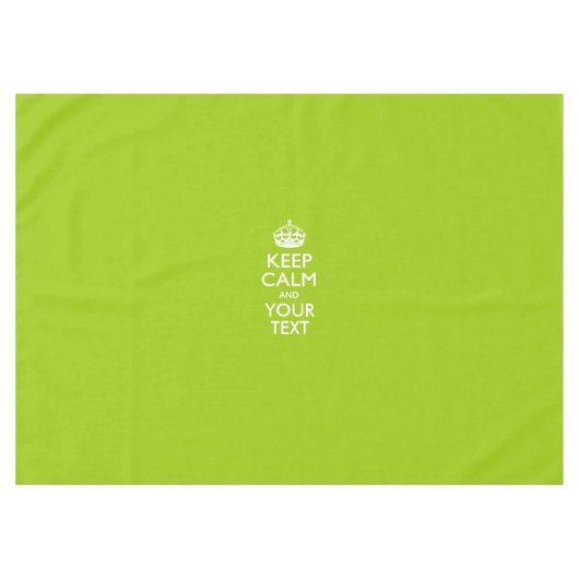 パーソナライズされた保CalmとYour Text Lime Green テーブルクロス (正面(横))