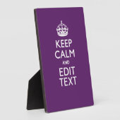パーソナライズされた保CALMとYour Text on Purple フォトプラーク (側面)