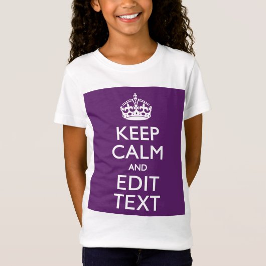 パーソナライズされた保CALMとYour Text on Purple Tシャツ (正面)
