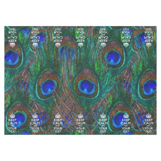 パーソナライズされた保CalmとYour Text Peacock テーブルクロス (正面(横))