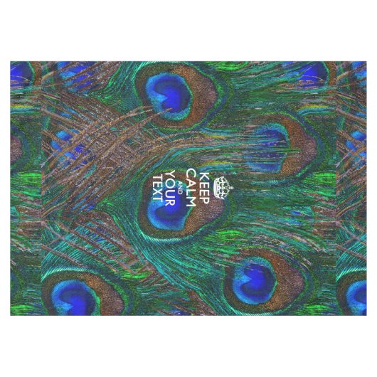 パーソナライズされた保CalmとYour Text Peacock テーブルクロス (正面(横))