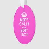 パーソナライズされた保CalmとYour Text Pink Decor オーナメント (正面)