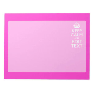 パーソナライズされた保CalmとYour Text Pink Decor ノートパッド