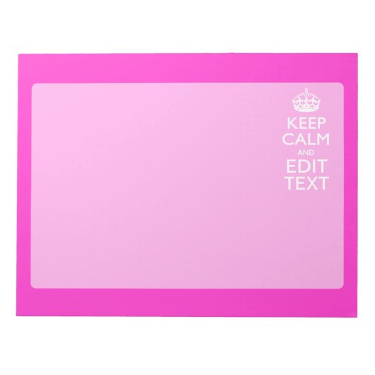 パーソナライズされた保CalmとYour Text Pink Decor ノートパッド (正面)