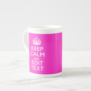 パーソナライズされた保CalmとYour Text Pink Decor ボーンチャイナマグカップ
