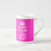 パーソナライズされた保CalmとYour Text Pink Decor ボーンチャイナマグカップ (右)