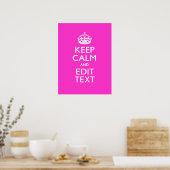 パーソナライズされた保CalmとYour Text Pink Decor ポスター (キッチン)