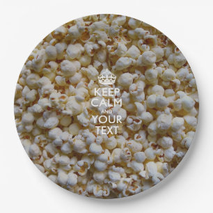 パーソナライズされた保CalmとYour Text Popcorn ペーパープレート