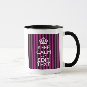 パーソナライズされた保CALMテキスト明るい赤紫色ストライプ マグカップ