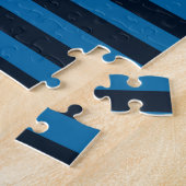 パーソナライズされた保Calm Blueストライプ Decor ジグソーパズル (側面)