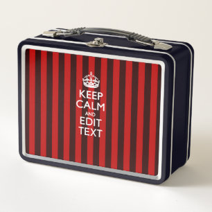 パーソナライズされた保Calm Your Text Red ストライプ Decor メタルランチボックス