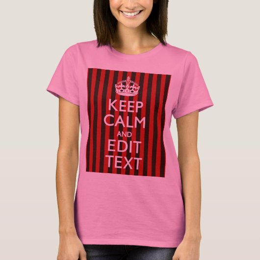 パーソナライズされた保Calm Your Text Red ストライプ Decor Tシャツ (正面)