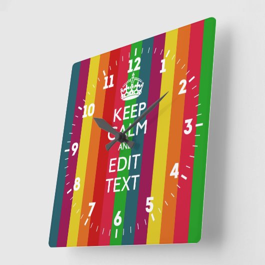 パーソナライズされた保TR Rainbow ストライプ CALM スクエア壁時計 (傾斜)