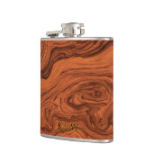 パーソナライズされた偽のウォルナット材 フラスク (左)