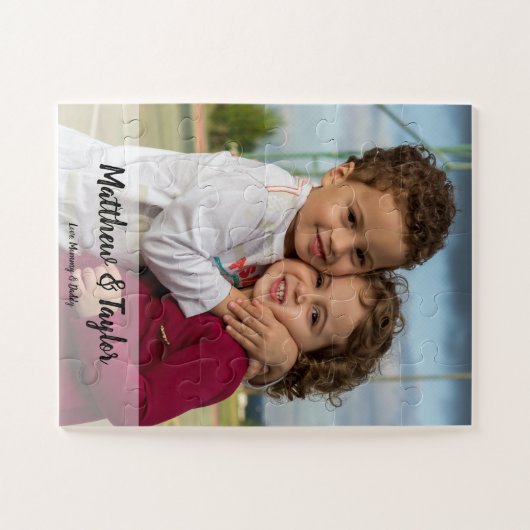 パーソナライズされた兄弟姉妹写真ギフト ジグソーパズル (横)