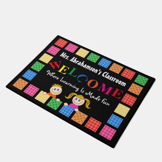パーソナライズされた先生おもしろい ドアマット (アングル)