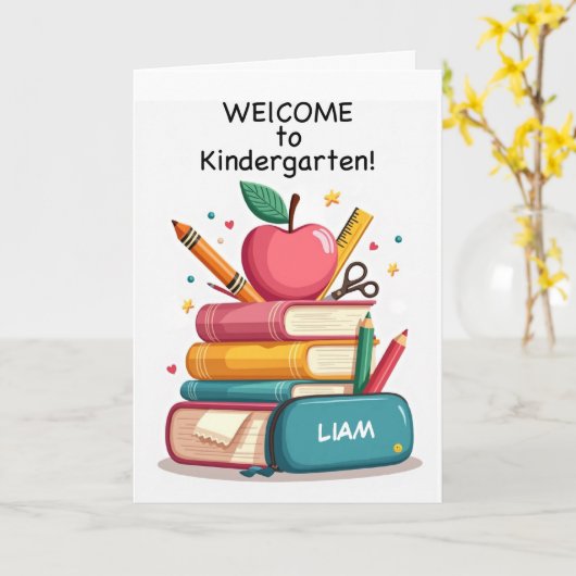 パーソナライズされた先生から幼稚園へようこそ カード (黄色い花)