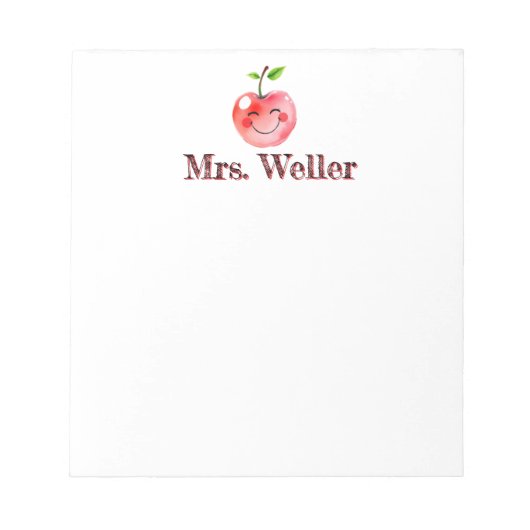 パーソナライズされた先生かわいいトレンディー笑顔さくらんぼ ノートパッド (正面)