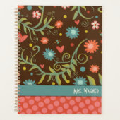 パーソナライズされた先生かわいらしフローラ プランナー手帳 (正面)