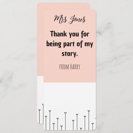 パーソナライズされた先生のブックマーク シーズンカード (正面/裏面)