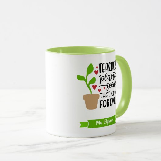 パーソナライズされた先生の種子が永遠に育つ マグカップ (正面右)