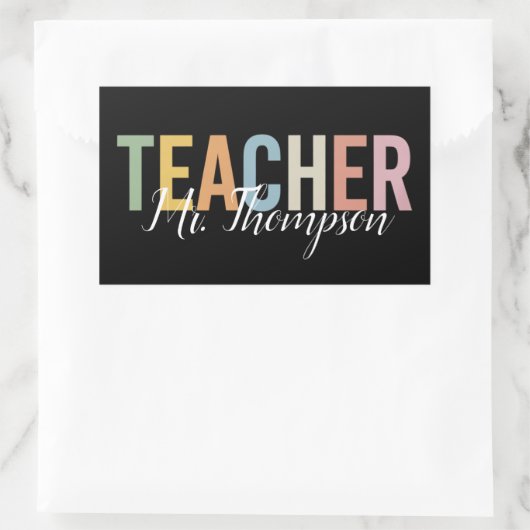 パーソナライズされた先生への感謝の気持ちを込めた新学期グッズ 長方形シール (バッグ)