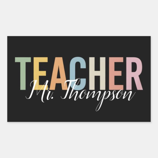 パーソナライズされた先生への感謝の気持ちを込めた新学期グッズ 長方形シール (正面)