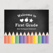 パーソナライズされた先生へようこそFirst Gradeに戻る ポストカード (正面)