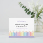 パーソナライズされた先生ウェルカムバックスクール葉書 ポストカード (スタンド正面)