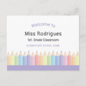 パーソナライズされた先生ウェルカムバックスクール葉書 ポストカード (正面)