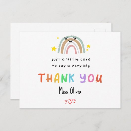 パーソナライズされた先生サンキューカード – リトルカード ポストカード (正面/裏面)