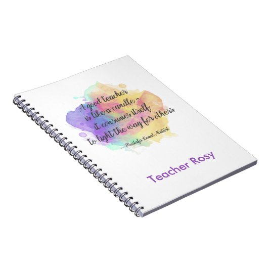 パーソナライズされた先生ノート(Candle引用文) ノートブック (右側)