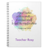 パーソナライズされた先生ノート(Candle引用文) ノートブック (正面)