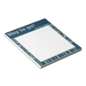 パーソナライズされた先生ブルーフローラストライプのモダン ノートパッド (アングル)