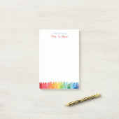 パーソナライズされた先生メモ帳レインボーウォーター色 ポストイット (デスク上)