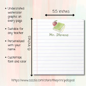 パーソナライズされた先生リンゴ及び本新学期 ノートパッド