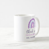 パーソナライズされた先生レインボーありがとう コーヒーマグカップ (正面右)