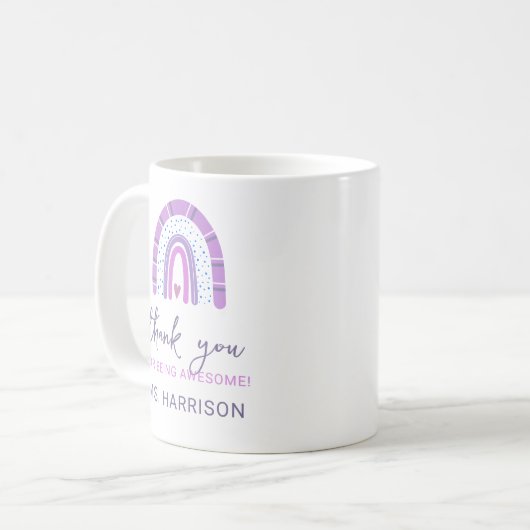 パーソナライズされた先生レインボーありがとう コーヒーマグカップ (正面左)