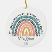 パーソナライズされた先生レインボークリスマカスタムス セラミックオーナメント (正面)