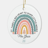 パーソナライズされた先生レインボークリスマカスタムス セラミックオーナメント (左)