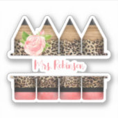 パーソナライズされた先生レオパード鉛筆 シール (正面)