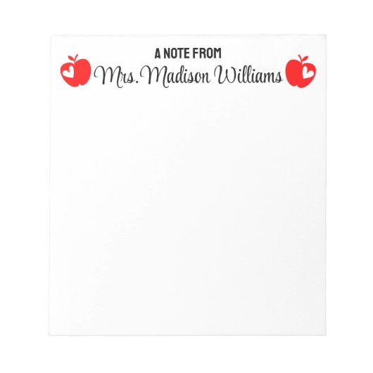 パーソナライズされた先生卒業生ギフト新学期 ノートパッド (正面)