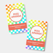 パーソナライズされた先生名タグIDバッジ市松模様に バッジ (正面＆裏面)