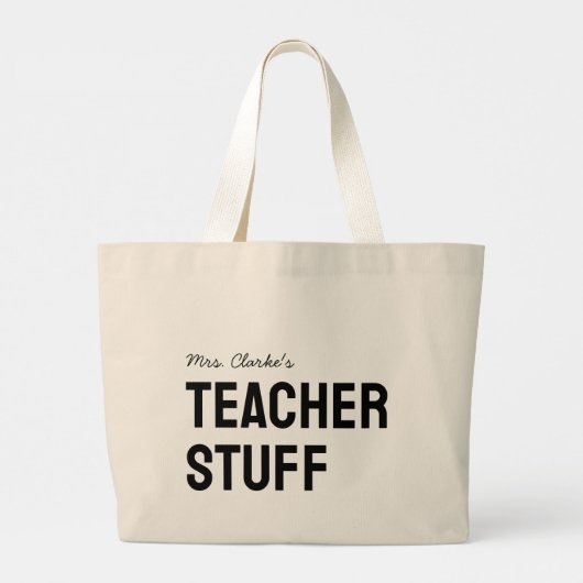 パーソナライズされた先生名ミニマルかわいい ラージトートバッグ (裏面)