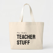 パーソナライズされた先生名ミニマルかわいい ラージトートバッグ (正面)